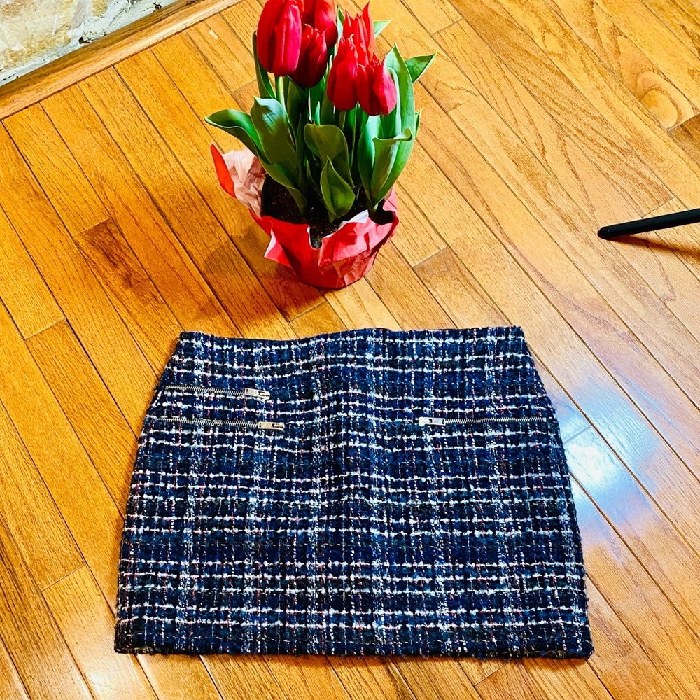 Zara Tweed Woven Wool Mini Skirt